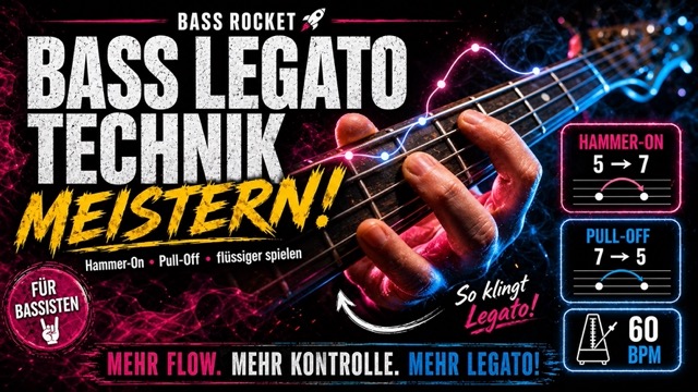 Nahaufnahme einer Hand, die einen Bassgriff auf der Gitarre spielt.